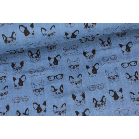 Baumwollstoff FranzÃ¶sische Bulldogge Meterware Stoff Stoff Kissen