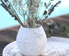 Silikon - Gießform - Maritimer Becher - Konisch - mit Muscheln & Seesternen - Vase - vielfältig nutzbar