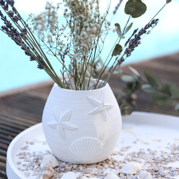 Silikon - Gießform - Maritimer Becher - Konisch - mit Muscheln & Seesternen - Vase - vielfältig nutzbar