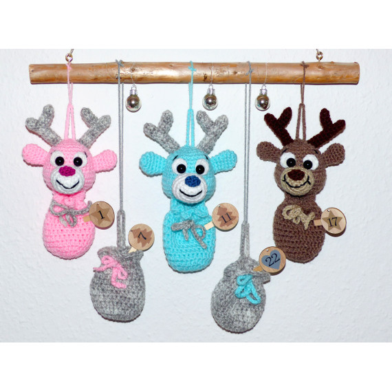 Häkelanleitung Adventskalender Rentier