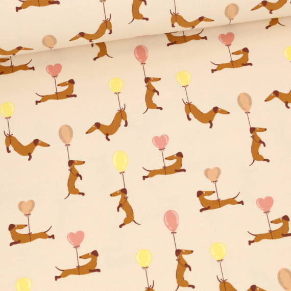 Jersey - Qjutie & the Qjutest - Dackel mit Ballons - Beige