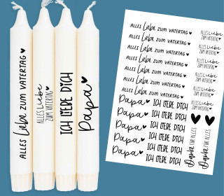 DIN A4 - Kerzen-Tattoofolie - Vatertag - Schlicht - für Kerzen / Keramik
