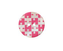 1 Perlmuttknopf - Rund - 15mm - 2-Loch - Puzzle - Pink