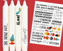 DIN A4 - Tattoofolie - Karneval - Alaaf - für Kerzen / Keramik