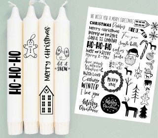 DIN A4 - Tattoofolie - Merry Scandi Christmas - für Kerzen / Keramik - Weihnachten