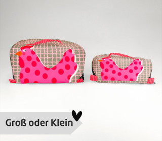 DIY-Nähset - Kosmetiktasche - Binz - Hühnerliebe - Rosa/Grau - ela ideen - GRÖSSENAUSWAHL - abby and amy