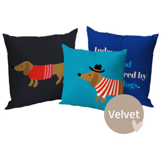 Kissenstoff - DIY - Kissen-Set - Wiener Dogs - Blau - Hamburger Liebe - Velvet - abby and amy
