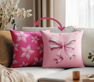 Genähtes Kissen inkl. Inlet - Ho Ho Ho - Schleife - Mint/Rosa - Mein Hanseherz