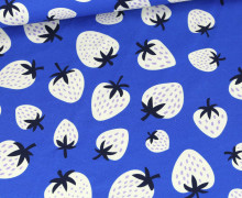 Bio-Canvas - Feste Baumwolle - Strawberries - Picknick - Royalblau - Hamburger Liebe
