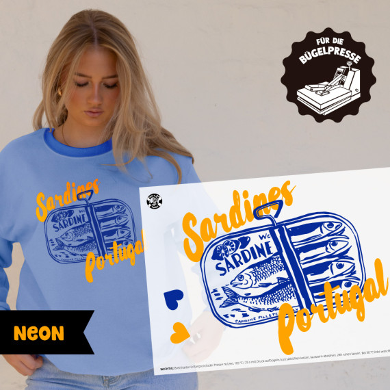 Onkel Bo's Neon Bügelbilder - DIN A4 - Sardines Portugal - BIG