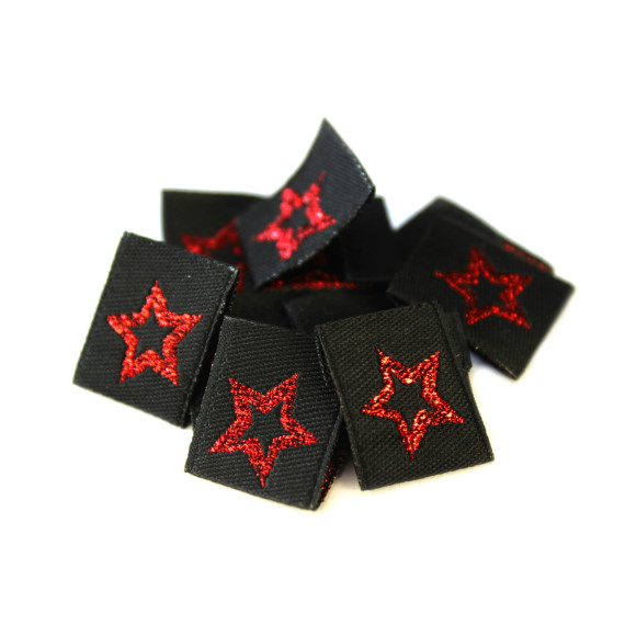 1 Label - Stern - Star - Schwarz/Rot