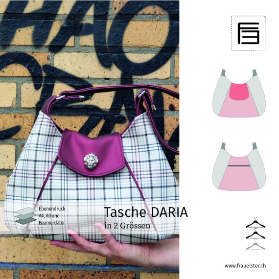 Schnittmuster Tasche DARIA in 2 Grössen: 46x34x8cm / 32x24x5.5cm