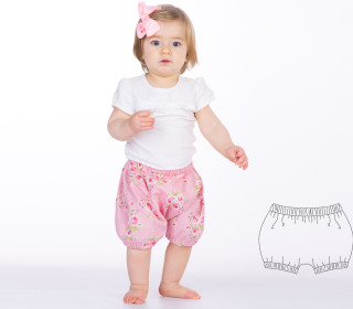 Kinder Baby Pumphose Schnittmuster pdf ohne Mittelnaht. Retro Shorts, Gummizug am Bund + Saum für Junge + Mädchen STELLA von Patternforkids Gr. 56 - 98
