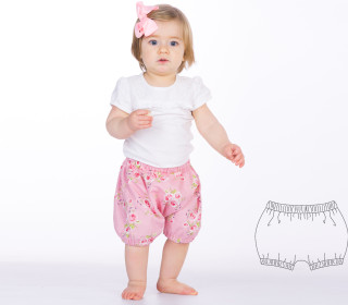 Kinder Baby Pumphose Schnittmuster pdf ohne Mittelnaht. Retro Shorts, Gummizug am Bund + Saum für Junge + Mädchen STELLA von Patternforkids Gr. 56 - 98