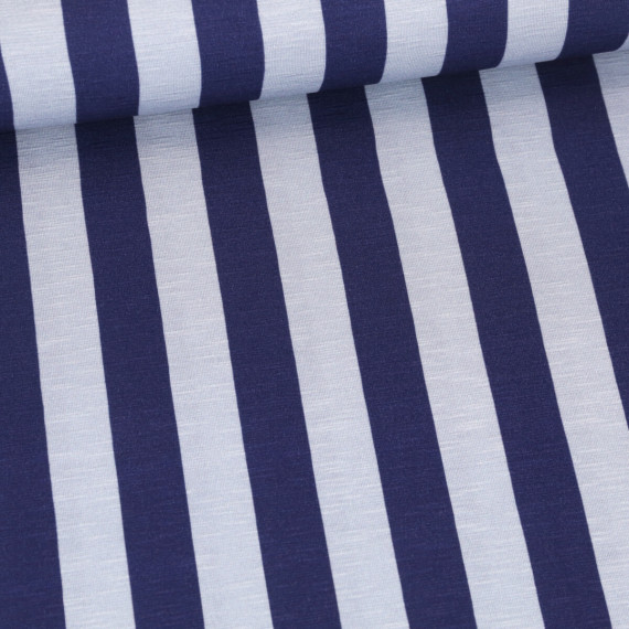 Viskose Jersey - Happy Stripes - Cherry Picking - Hellblau/Dunkelblau