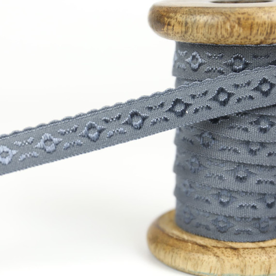 1m elastisches Schrägband  - Jacquard - 12mm - Dunkelgrau