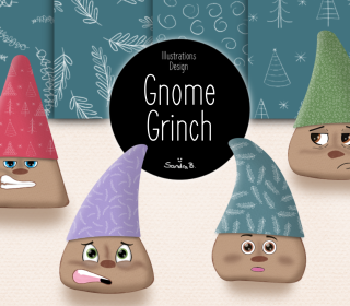 Gnome Grinch Weihnachten + nahtloses Muster