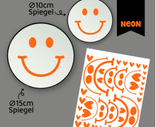 Neon Rub-On Sticker - Fröhliche Gesichter - mini - Orange - für Spiegel - Tante Henni Rubon - vielfältig nutzbar