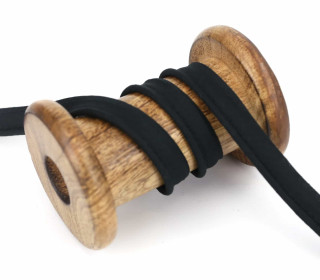 1 Meter Paspelband - Baumwolle - 1cm - Uni - Schwarz