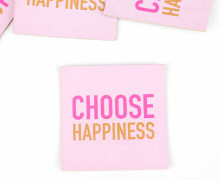 1 KUNSTLEDER LABEL - Bedruckt - Babyrosa - CHOOSE HAPPINESS