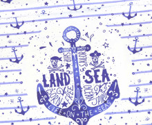 Jersey - Bio Qualität - Paneel - Tales of a Sailor - Anker - Streifen - Blau/Weiß - abby and me