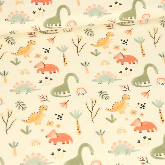 Sommersweat - Watercolor Dinosaurs - Welt - Ecru - Bio Qualität - abby and me