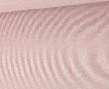Glattes Bündchen - Kleine Streiflinge - 1mm Streifen - Schlauchware - Warmweiß/Altrosa