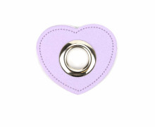 Kunstleder Öse - Herz - 11mm - Heart - Patches - Lila Hell/Silber