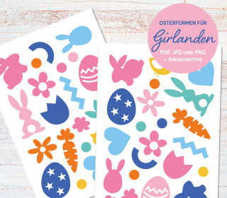 FREEBIE - Girlanden Formen & Digitale Sticker - OSTERN / FRÜHLING | Print & Cut