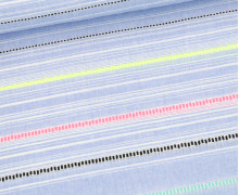 Baumwolle - Webware - Neon Yarn Dyed Stripes - Hellblau Meliert