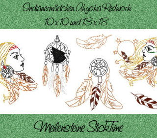 Stick Datei - Indianermädchen Ahyoka 10 x 10 und 13 x 18