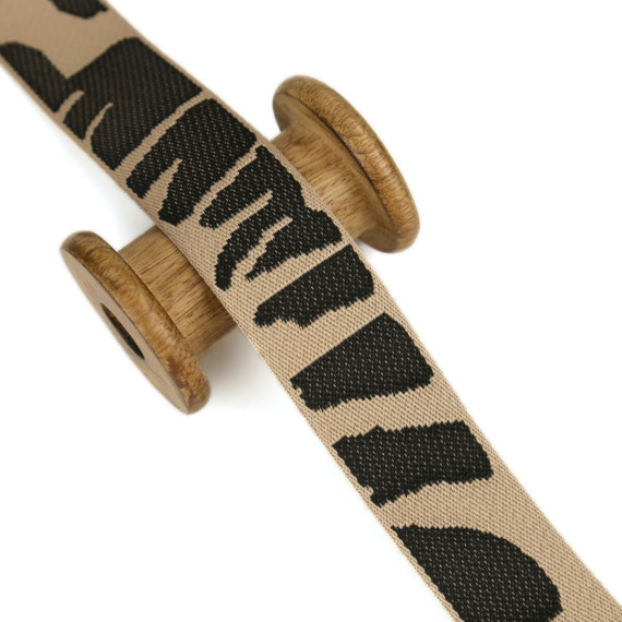 1 Meter Gurtband - 38mm - Fleckenmuster - Schwarz/Beige