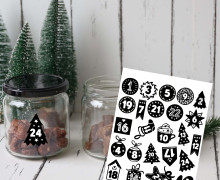 Rub-On Sticker - Adventszahlen - Schwarz/Weiß - Tante Henni Rub-Ons - vielfältig nutzbar
