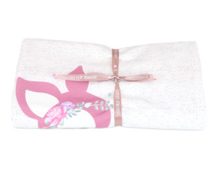 0,55m Zuschnitt -  Sommersweat - Vintage BlumenKitz -  Paneel - Offwhite Meliert - Bio Qualität - NIKIKO