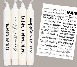 DIN A4 - Kerzen-Tattoofolie - Kleine Aufmerksamkeit - für Kerzen / Keramik