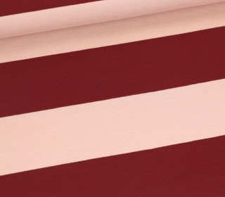 Sommersweat - French Terry - Bicolored Stripes - Bordeaux/Beigerosa