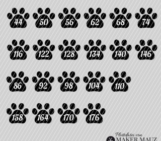 Plotterdatei Größenlabel Pfote Kinder