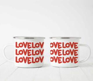 Emaille Becher - Love Love Love - Valentinstag
