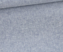 Leinen - Baumwolle - Mischgewebe - Fein Gestreift - 176g - Melange - Jeansblau