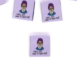 1 Label - GIRLS JUST WANT TO HAVE FUN! - Frauenkopf - Flieder - EMJO-DESIGN