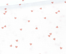 Musselin - Muslin - Double Gauze - Bedruckt - Kleine Herzen - Weiß