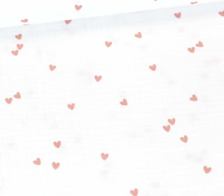 Musselin - Muslin - Double Gauze - Bedruckt - Kleine Herzen - Weiß