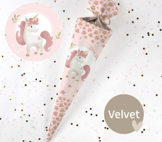 DIY-Nähset Schultüte - Einhorn - Rosa - KnilchArt Design - Velvet - zum selber Nähen