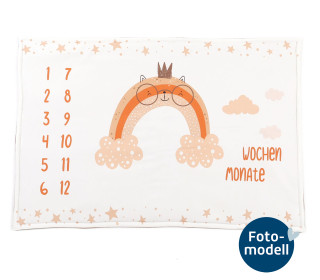 FOTOMODELL - Babydecke fertig genäht - Wattiert - Waffel Piqué - Meilensteine - Bohemian Dream - Lehmbraun