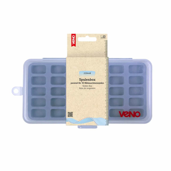 1 Spulenbox - Für 30 Nähmaschinenspulen - veno - Transparent