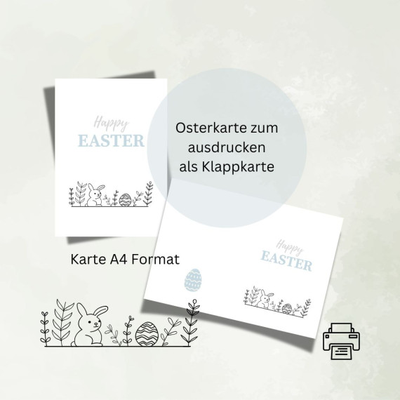 Osterkarte 3 download Ostern Karte Grußkarte A4 digitaler Sofortdownload