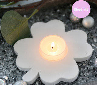 Silikon - Gießform - Teelichthalter - Teelichtteller - Glück - Silvester - Kleeblatt - vielfältig nutzbar