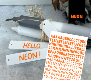 Neon Rub-On Sticker - Buchstaben - Orange - Tante Henni Rubon - vielfältig nutzbar