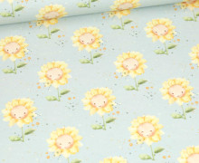 Jersey - Sweet Sunflowers - Graublau - Bio-Qualität - abby and me