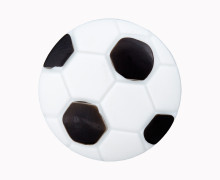 1 Polyesterknopf - Öse -  Fussball - 18mm - Schwarz/Weiß